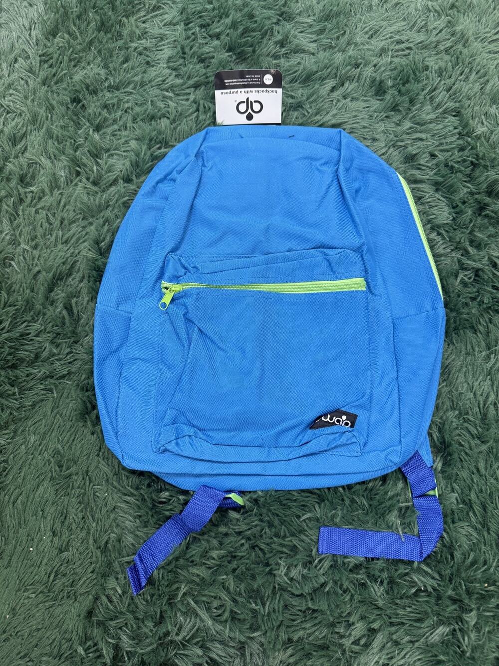 bwap Kids Blue & Green Backpack School Bag Daypack Adjustable Straps